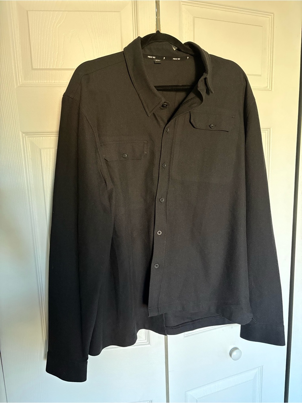 Men's Black Button-Up Jacket Shirt